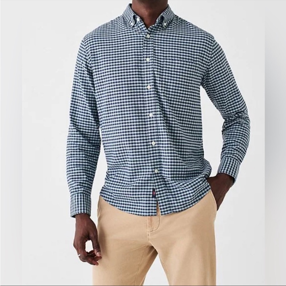 Faherty Blue and White Checkered Men's Shirt